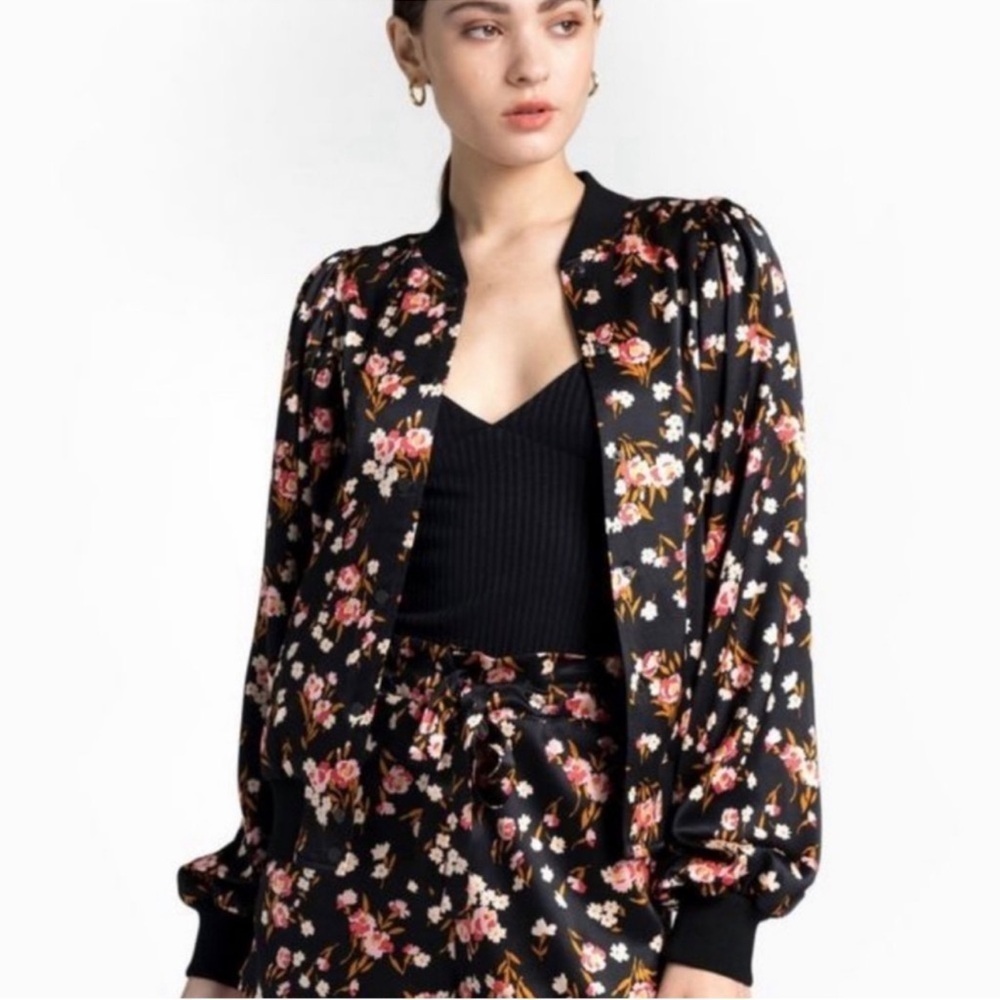A.L.C. Kelley Floral Bomber Silk Blend Jacket size Small